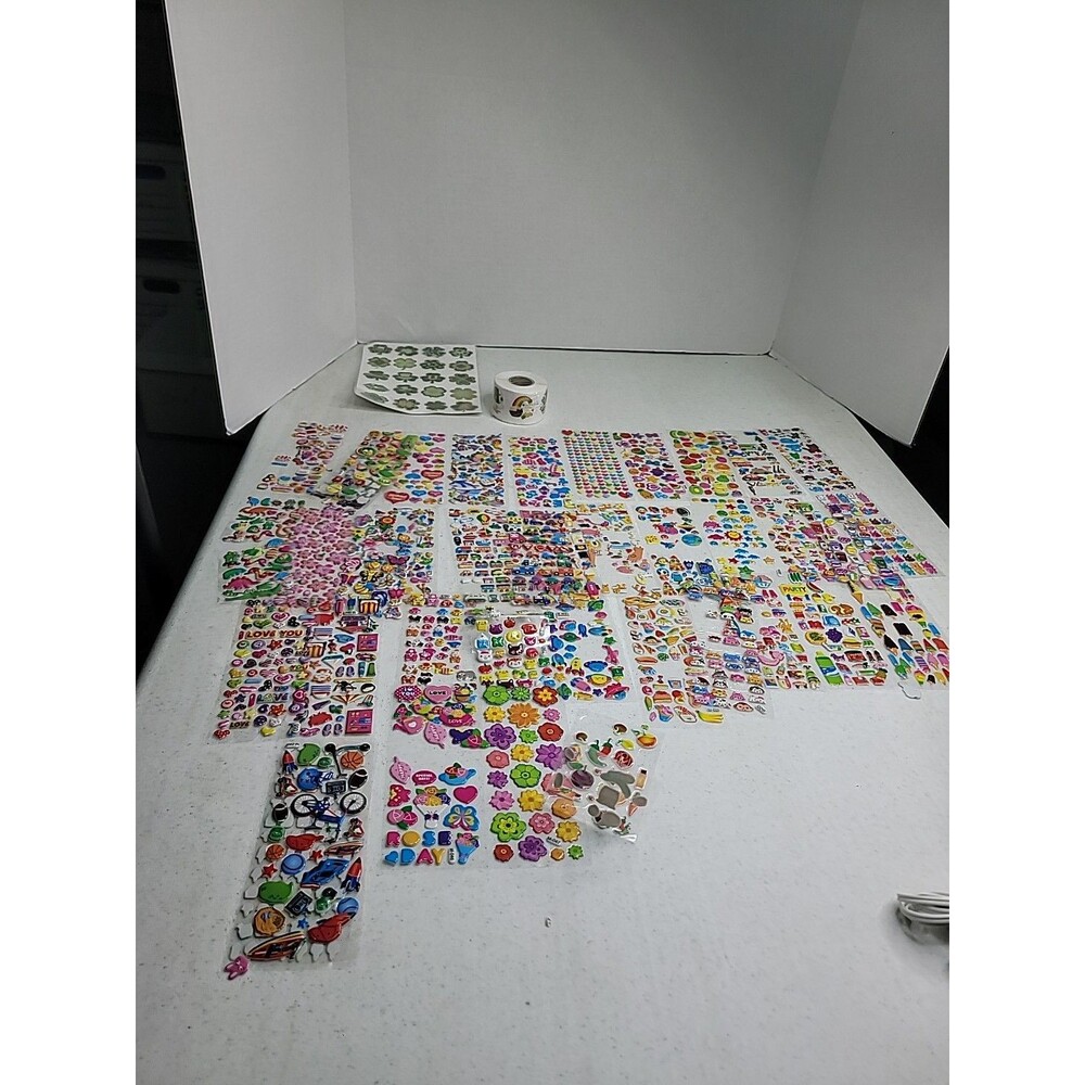 HUGE MIXED LOT STICKERS Puffy Teachers Scrapbooking Animals Flowers Food St Patr